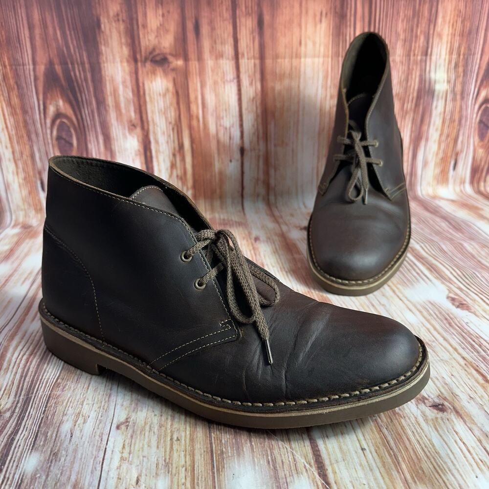 Clarks SHEPTON Mens Size 13 Brown Leather Chukka Boots Shoes